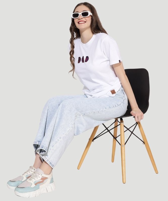 Women's White Solid Half Sleeves Regular Fit T-Shirt